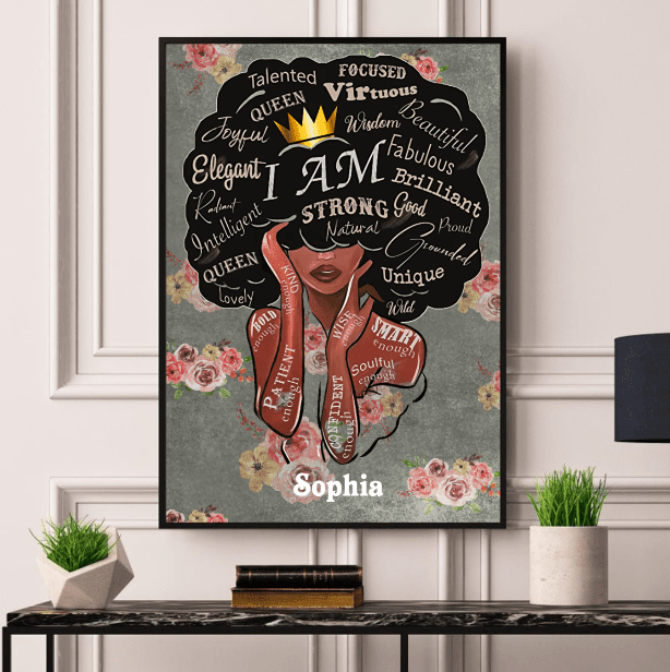 Canvas Wall Art Canvas Prints Poster Personalized Name Black Girls I Am PT0033