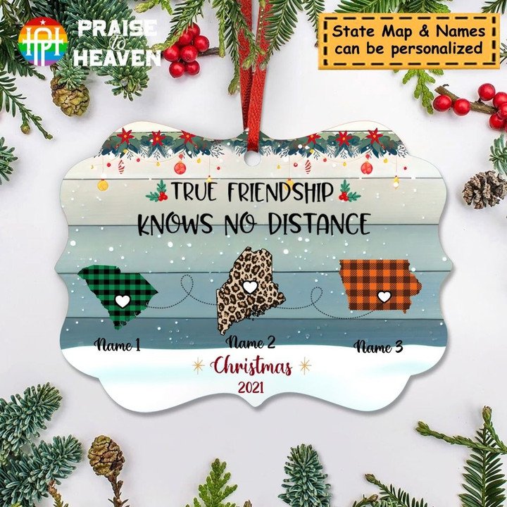 True Friendship Knows No Distance Personalized Ornament OR0035