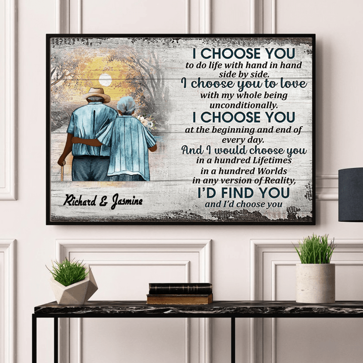Canvas Prints Poster Wall Art Family Old Black Couple I Choose You PT0045