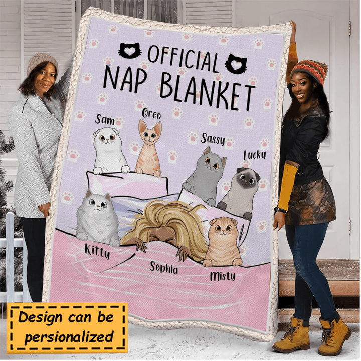 Fleece Blanket Gift For Cat Mom - Peeking Cats FBL056