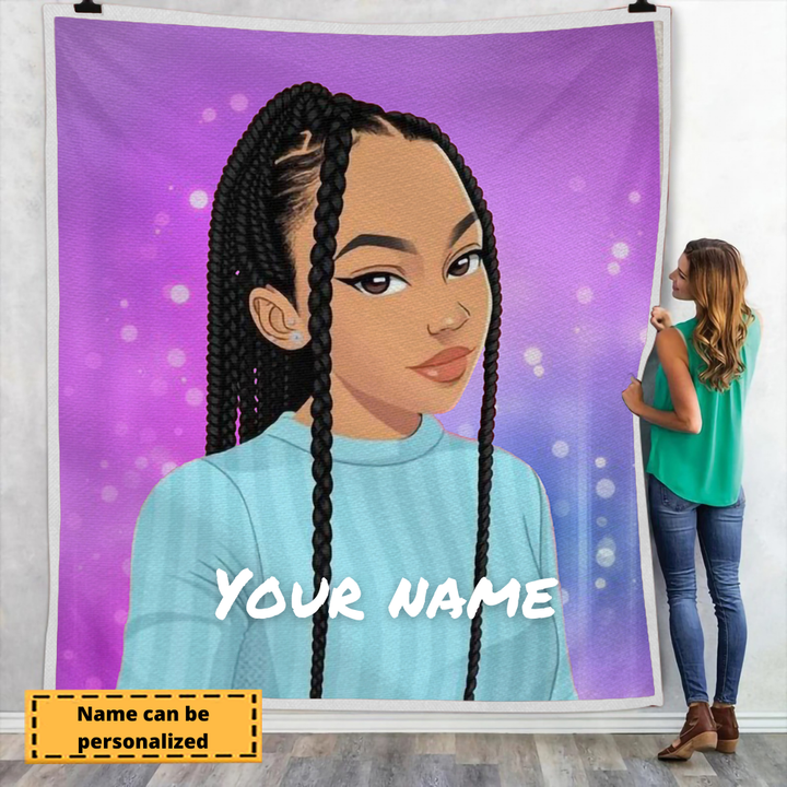 Fleece Blanket Purple Dream Girl Custom Name FBL002