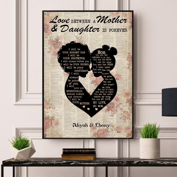 Canvas Wall Art Canvas Prints Poster Love Between A Mom & Daughter Is Forever PT0022B