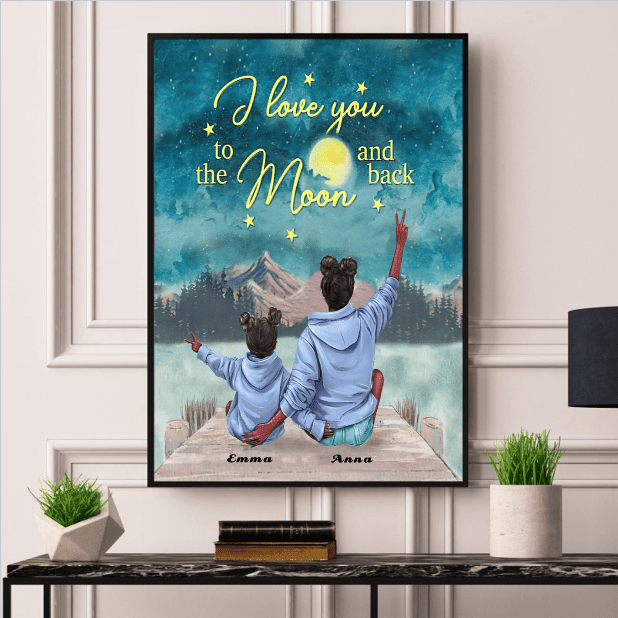Canvas Wall Art Canvas Prints Poster Mom & Daughter I Love You PT0015