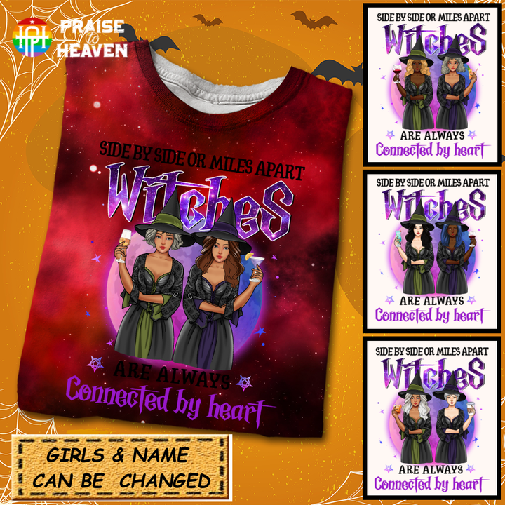Personalized Witches are always Connected By Heart 3D Galaxy Shirt Sweatshirt AP291