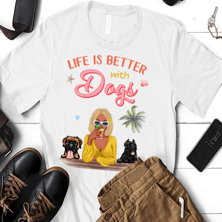 Apparel Classic Tee / White / S Summer Life Is Better With Dogs - Personalized Woman Shirt Hoodie Light AP227
