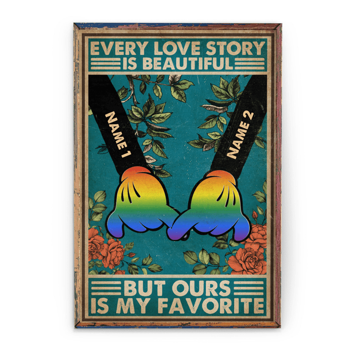 Every Love Story Is Beautiful, LGBTQ+ Pride Graphic Poster/ Canvas, Gift For LGBTQ+ Couple, Partners, Pride PT-PT0013