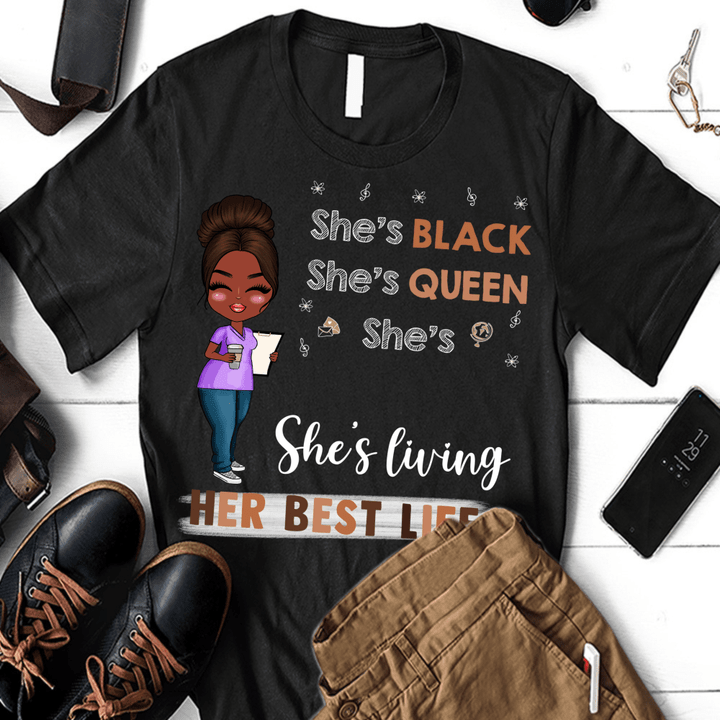 She's A Black She's Queen She's A Teacher Shirt Hoodie AP277