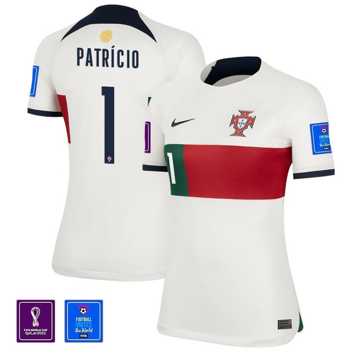 Portugal National Team FIFA World Cup Qatar 2022 Patch Rui Patrício #1 Away Women Jersey