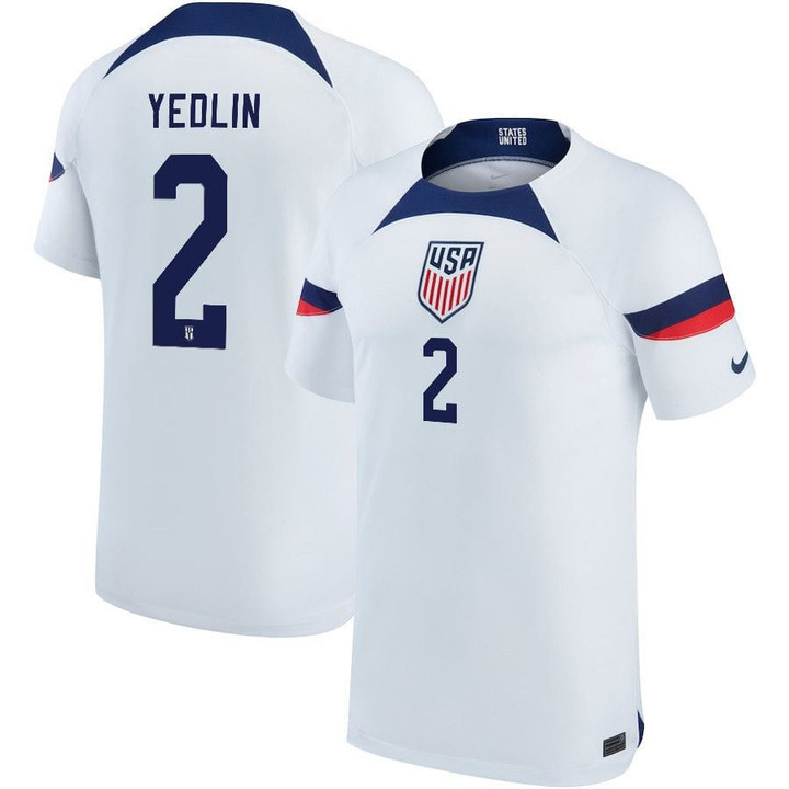 USA National Team 2022-23 Qatar World Cup DeAndre Yedlin #2 Home Men Jersey - White