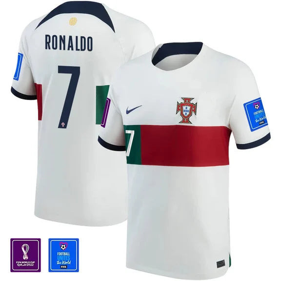 Cristiano Ronaldo 7 Portugal 2022-23 Away Jersey, Men National Team World Cup Qatar Patch