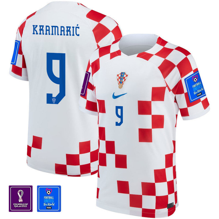 Andrej Kramarić 9 Croatia 2022-23 Men Home Jersey National Team World Cup Patch