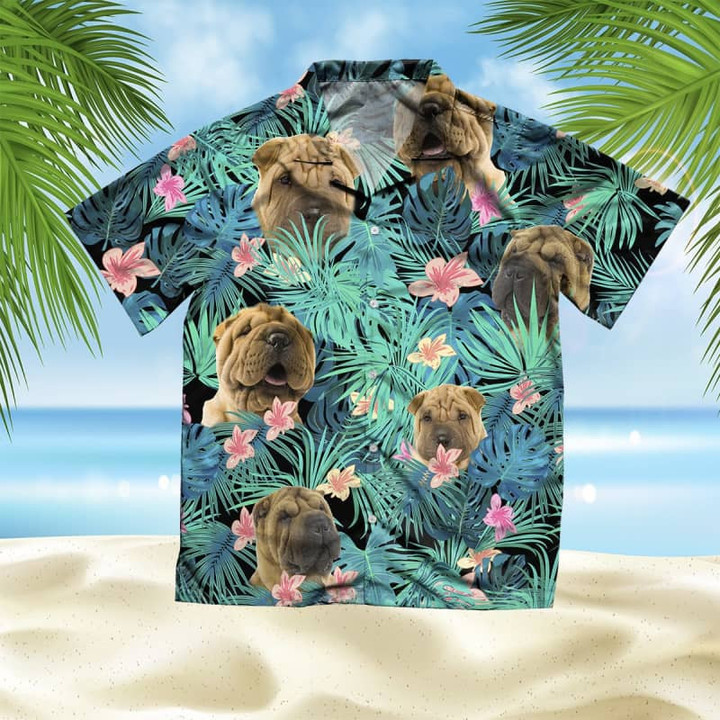 SHAR PEI DOG - Summer Leaves - Hawaiian Shirt