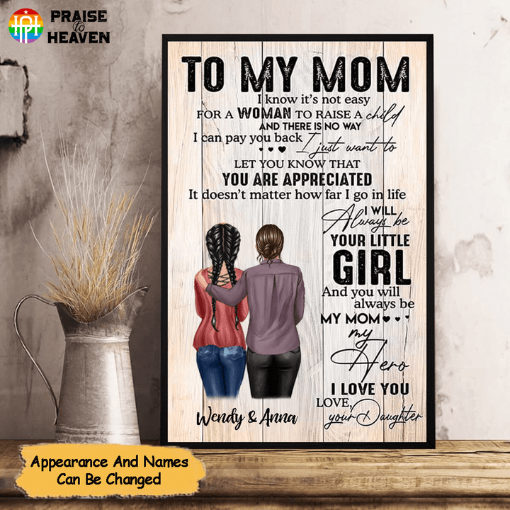 To My Mom From Daughter Son Wood Texture Personalized Vertical Poster PT0097