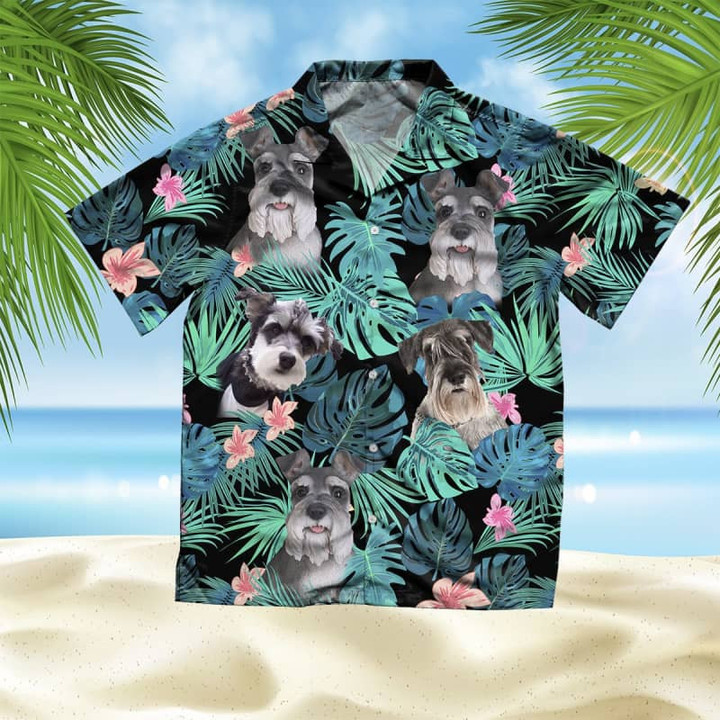 Schnauzer - Summer Leaves - Hawaiian Shirt