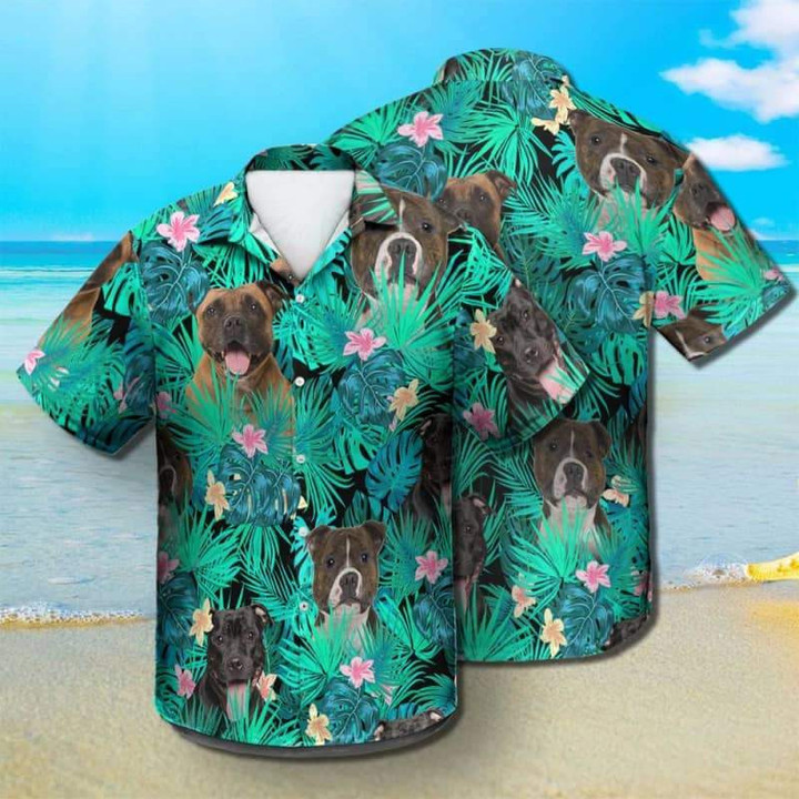 Staffordshire Bull Terrier - Summer Leaves - Hawaiian Shirt