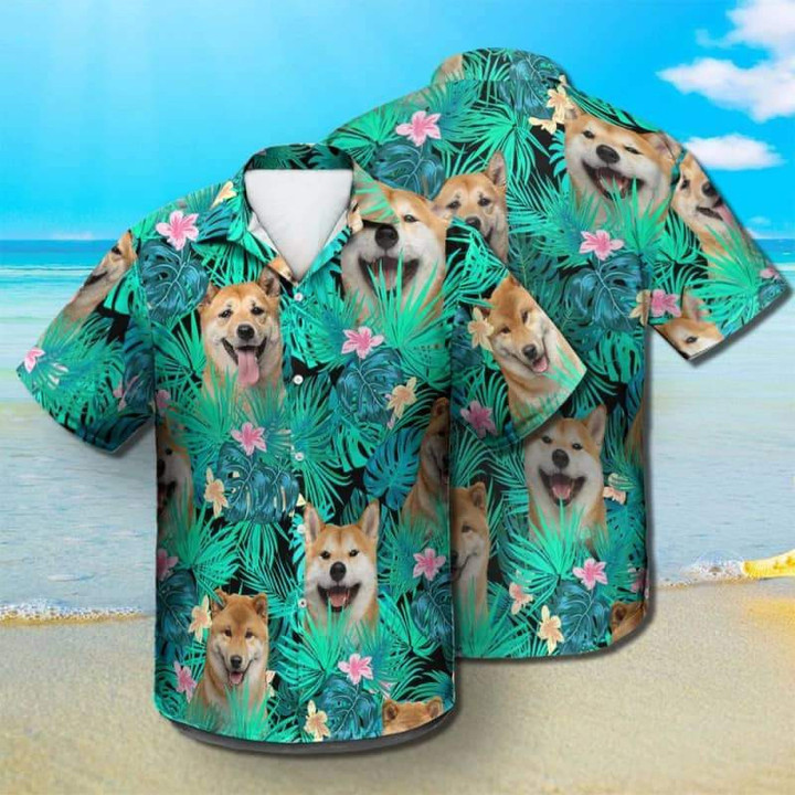 Shiba Inu - Summer Leaves - Hawaiian Shirt