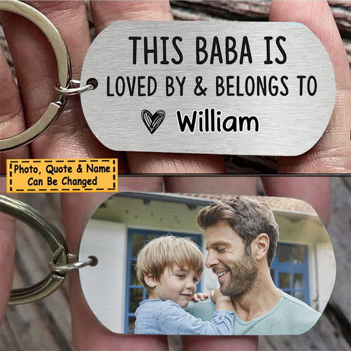This Baba Is Loved By & Belongs To Personalized Steel Keychain KC044