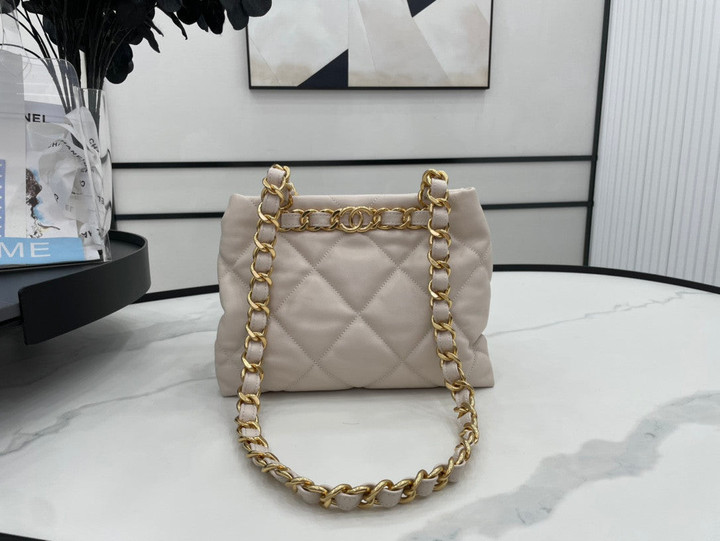 Chanel Small Tote Lambskin Bag In Cream