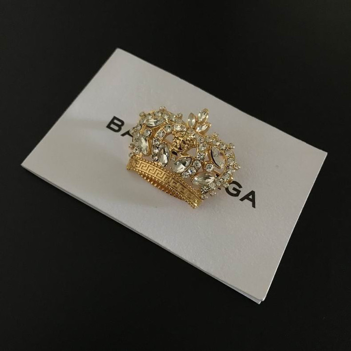 Versace Gold And Crystal Crown Brooch