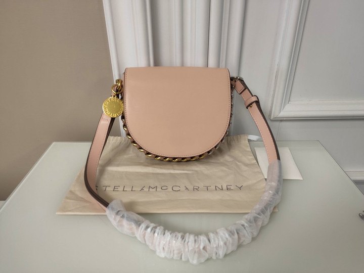 Stella McCartney Frayme Small Flap Bag Leather In Nude