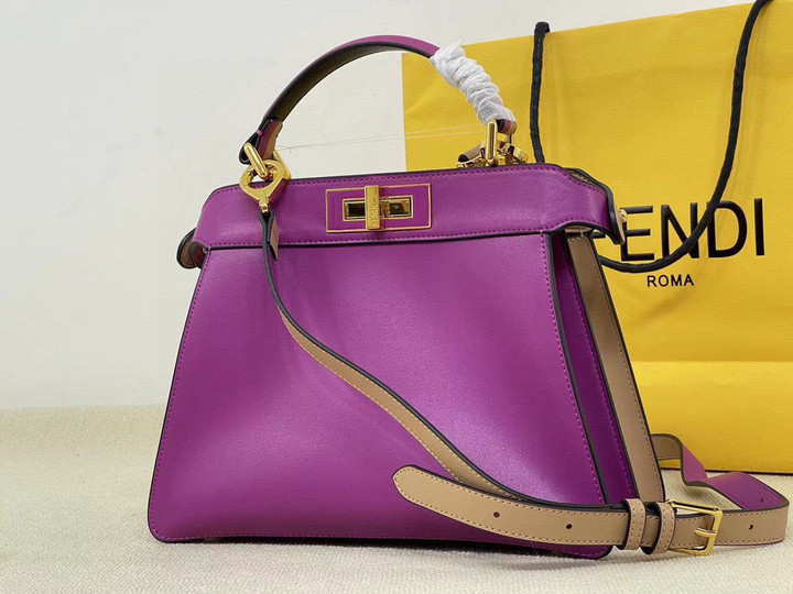 Fendi Peekaboo ISeeU Small Bag Leather In Two-Tone Beige And Purple