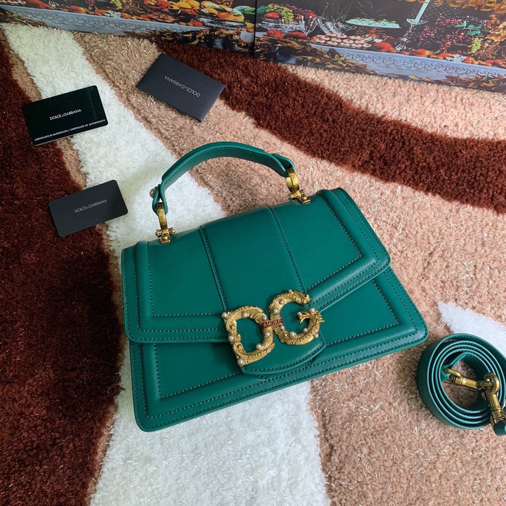 Dolce & Gabbana DG Amore Top Handle Bag Leather In Green