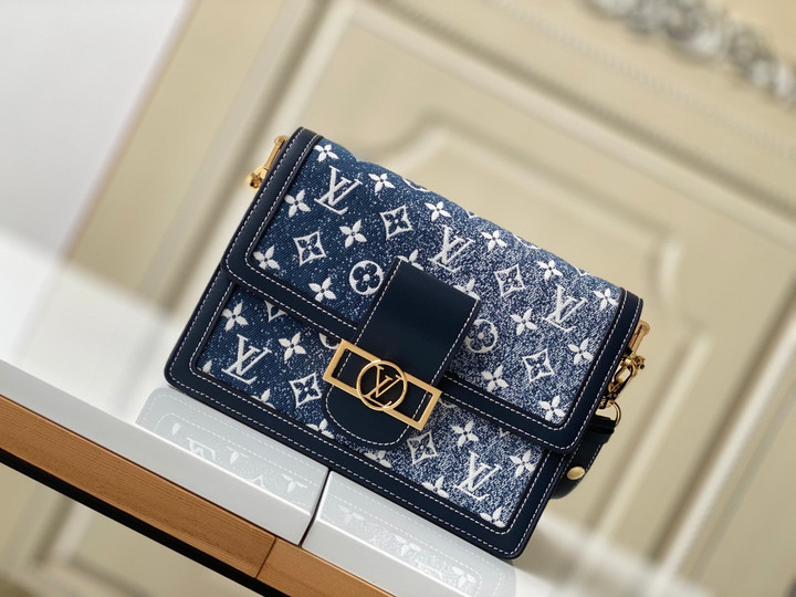 Louis Vuitton Dauphine MM Handbag In Navy Blue