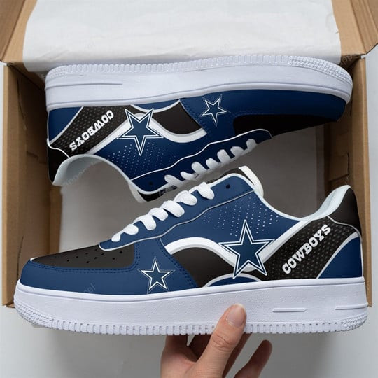 Dallas Football Team Logo Pattern Black Blue Air Force 1 Printed Shoes Sneakers