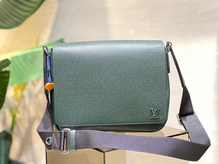 Louis Vuitton District PM Messenger Bag In Dark Green Cowhide Leather