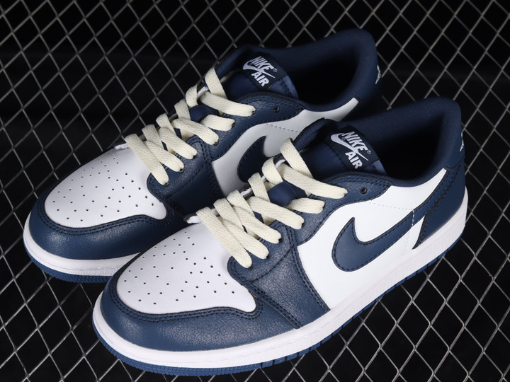 Nike Air Jordan 1 Low OG Crack White Dark Blue Shoes Sneakers