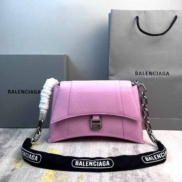 Balenciaga Downtown Small Chain-Handle Bag Grained Leather In Pink