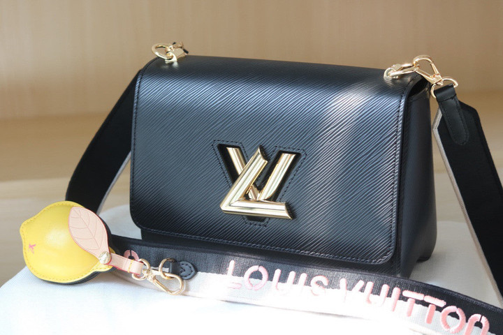 Louis Vuitton Twist MM Bag With Lemon-Shaped Charm Leather In Black