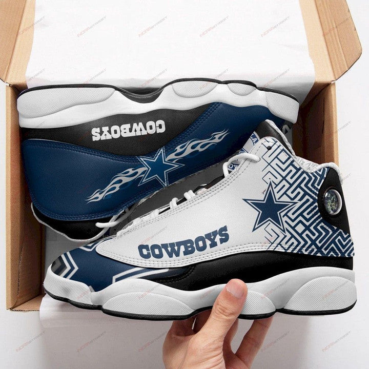 Dallas Football Team With Fire Pattern Air Jordan 13 Shoes Sneakers