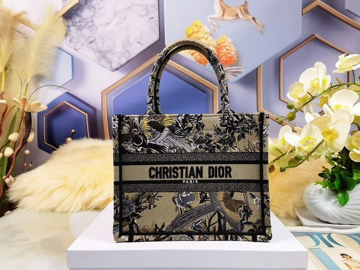 Small Dior Book Tote Bag In Beige Multicolor Dior Jardin d'Hiver Embroidery