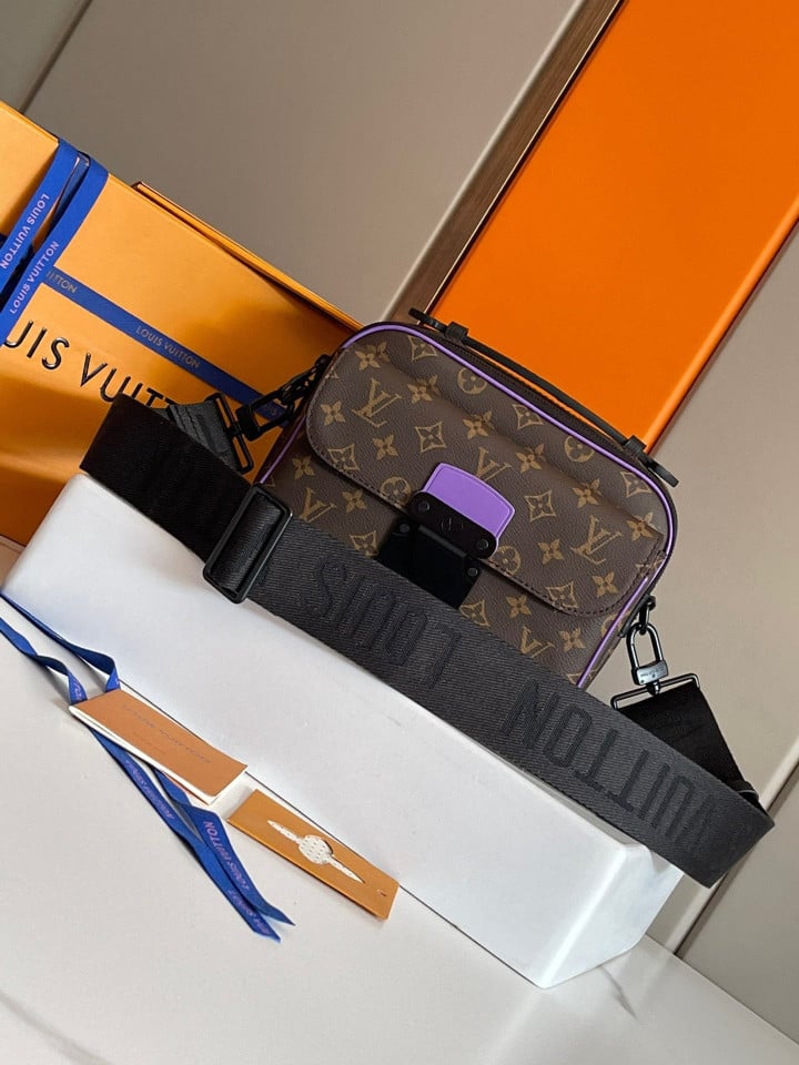 Louis Vuitton S-Lock Messenger Bag Monogram Canvas And Purple Leather