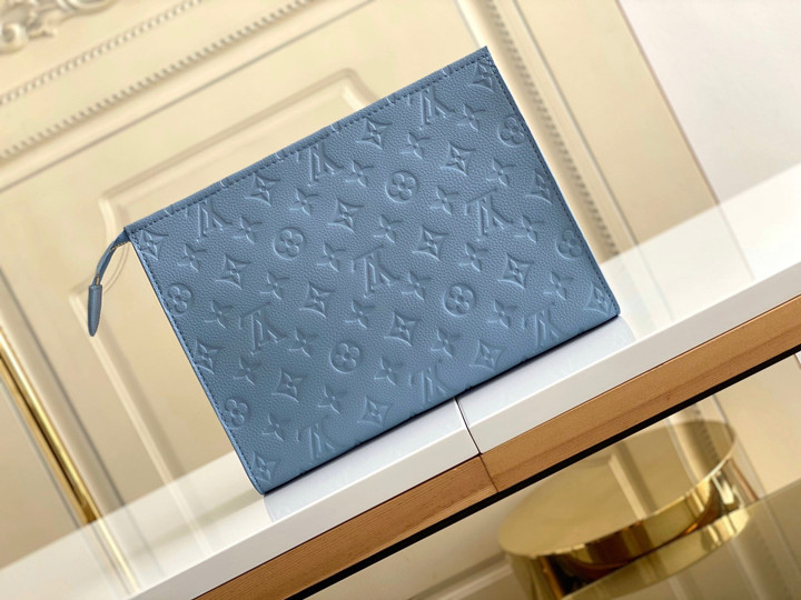 Louis Vuitton Poche Toilette NM Clutch Bag Monogram Leather In Baby Blue