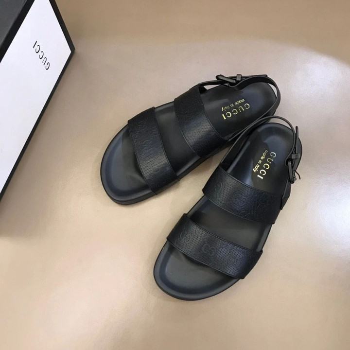 Gucci Gg Monogram Sandals In Black