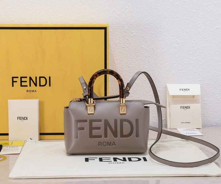 Fendi By The Way Mini Bag Smooth Calfskin In Gray