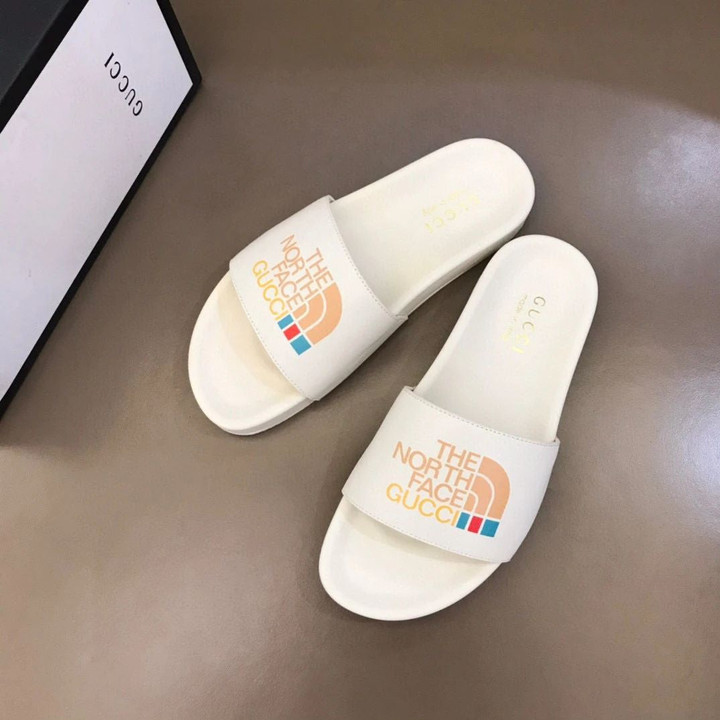 Gucci X The North Face Base Camp Slides In White