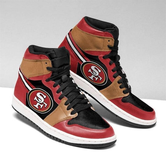 SF 49er Air Jordan 1 Shoes Sneakers In Red/Brown
