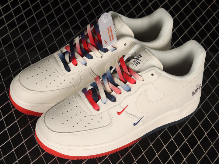 Nike Air Force 1 07 Low Su19 White Blue Red Shoes Sneakers