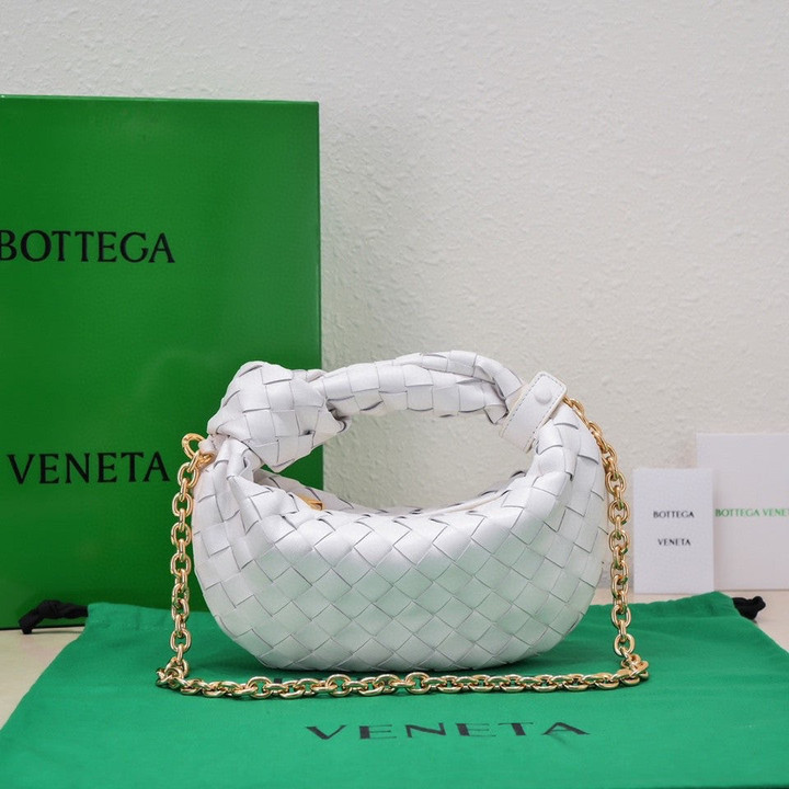 Bottega Veneta Mini Jodie Chain Bag Sheepskin In White