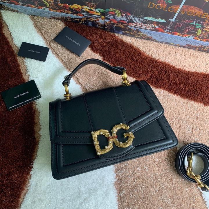 Dolce & Gabbana DG Amore Top Handle Bag Leather In Black