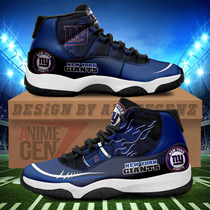 NY Giant Team Air Jordan 11 3D Sneakers Shoes In Blue
