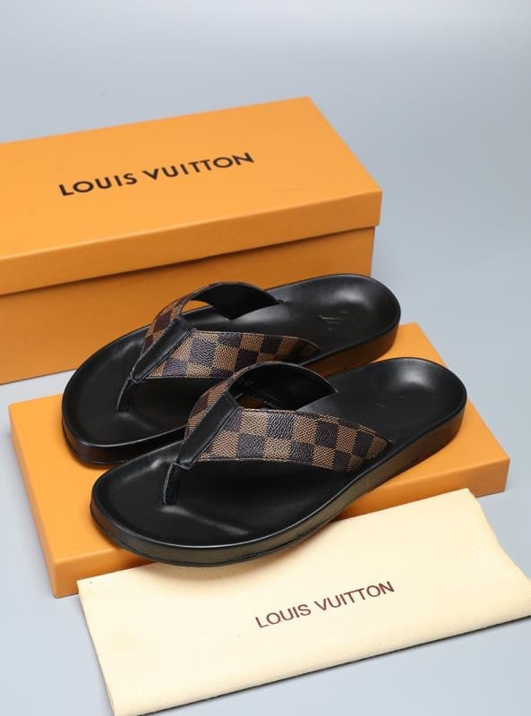 Louis Vuitton Mirabeau Thong Slide In Brown Damier Graphite, Men