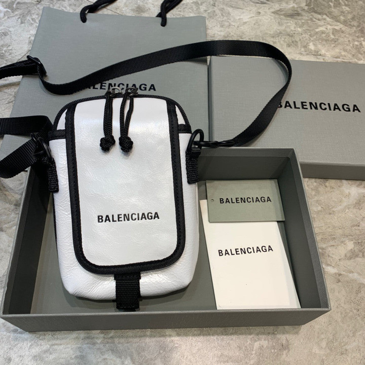 Balenciaga Explorer Logo Crossbody Bag Leather In White