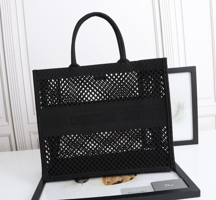 Christian Dior Mesh Book Bag Large In Black