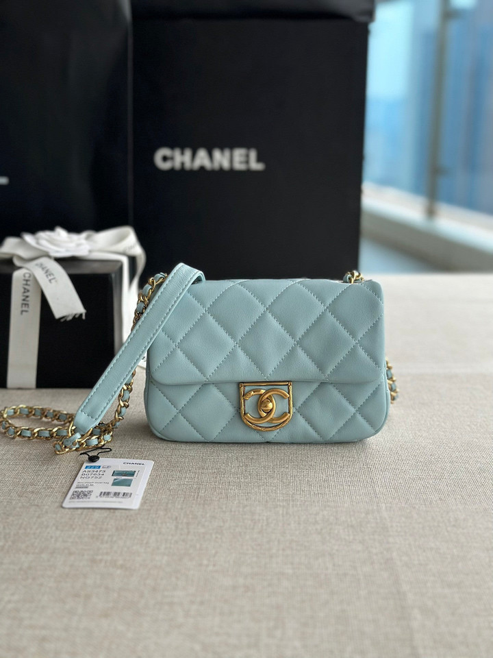 Chanel Mini Flap Bag Blue Lambskin