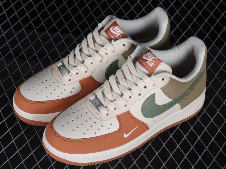 Nike Air Force 1 07 Low Green White Orange Shoes Sneakers