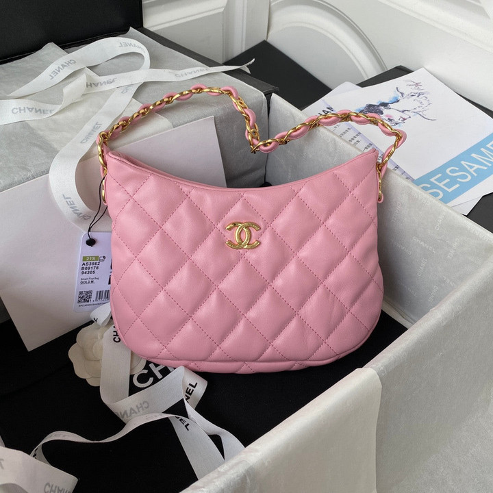Chanel Light Pink Hobo Handbag